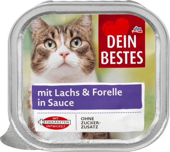 Nassfutter Katze mit Lachs & Forelle in Sauce, 100 g