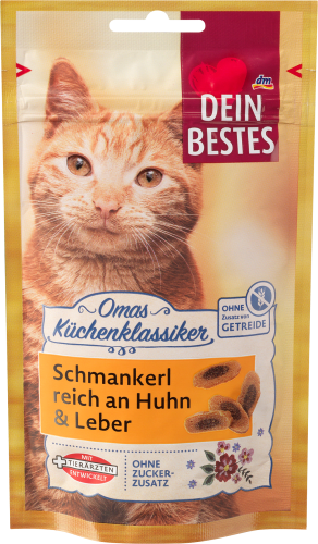 Katzenleckerli Schmankerl & Leber, mit Küchenklassiker, Huhn g 50 Omas