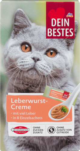 Katzenleckerli, Leberwurstcreme mit Leber, g 80 Multipack(8 Stück)