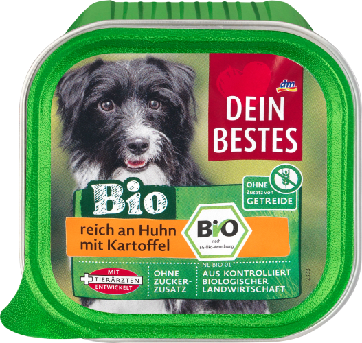 Nassfutter Hund mit Bio Huhn & Kartoffel, 150 g