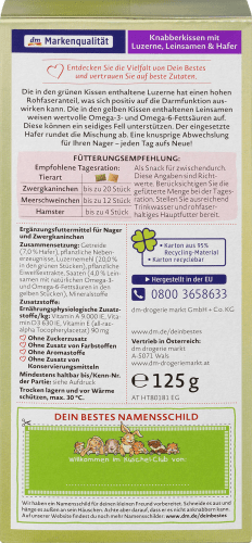 Nagerfutter, Knabberkissen mit Luzerne, Leinsamen Hafer, & 125 g