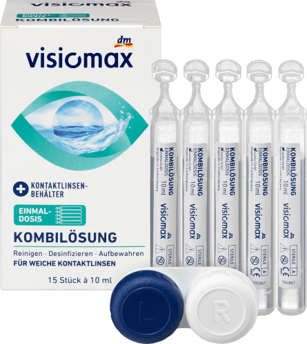 Kombilösung Einmaldosis für weiche Kontaktlinsen, mit Kontaktlinsenbehälter, 15 x 10 ml, 150 ml