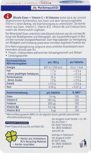 B-Vitamine, + Tabletten, 40 C Eisen g St., Vitamin 25 +