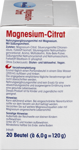 Magnesium-Citrat, 20 Btl., g 120 Granulat