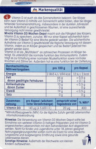 Wochen-Depot Vitamin St., Weichkapseln 12 5 I.E. 5600 g D3