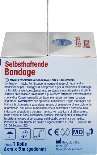 1 Bandage, cm Selbsthaftende 1 5 St m (gedehnt), 6 Rolle, x