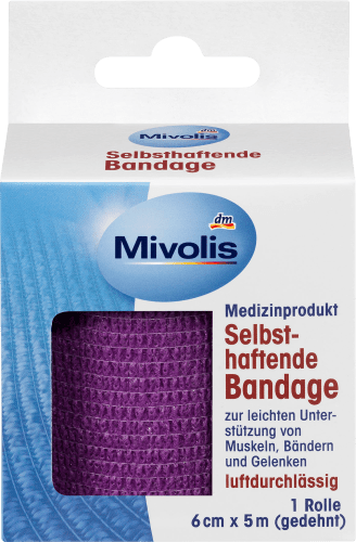 Selbsthaftende Bandage, 6 St x 1 m 5 (gedehnt), Rolle, cm 1