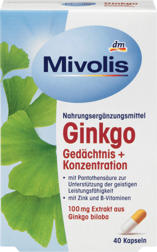 Ginkgo Gedächtnis + Konzentration Kapseln, 40 St., 20 g | Gedächtnis & Konzentration