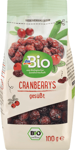 Cranberrys gesüßt, g 100 Trockenobst