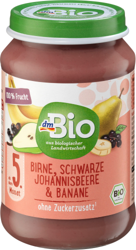 Früchte Birne-schwarze Johannisbeere mit Banane ab dem 5. Monat, 190 g | Babygläschen & Co.