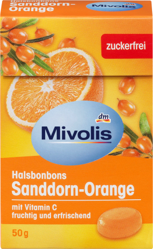 Bonbon, Sanddorn-Orange, zuckerfrei, g 50