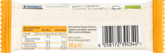 Krokantriegel, Erdnuss, 30 g