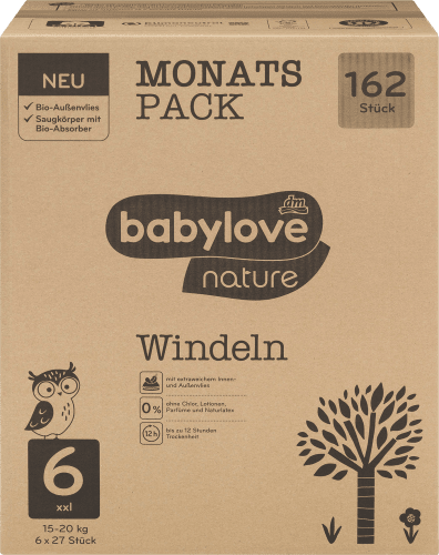 Windeln nature Gr. 6 XXL (15-20 kg), Monatspack, 162 St