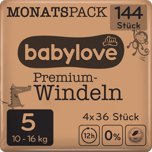 Windeln Premium Gr. 5, Junior, 10-16 kg, Monatspack, 144 St