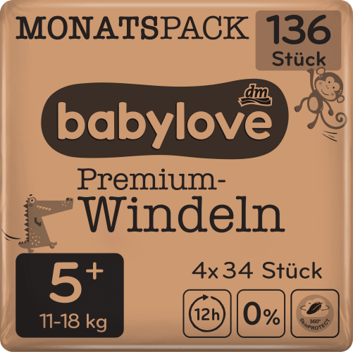 Windeln Premium Gr. 5+ Juniorplus (11-18 kg), Monatspack, 136 St