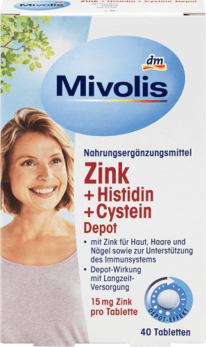 Zink + Histidin + Cystein Depot, Tabletten 40 St., 19 g | Schöne Haare