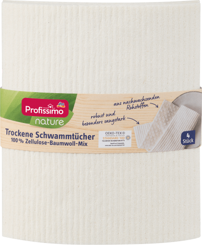 100 Trockene St 4 nature Schwammtücher Zellulose-Baumwoll-Mix, %