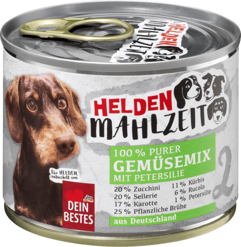 Nassfutter Hund Gemüsemix, Heldenmahlzeit, 175 g | Nassfutter Hund