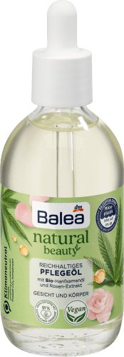 Natural Beauty Pflegeöl Bio Hanfsamen-Öl und Rosen-Extrakt für Körper & Gesicht, 100 ml