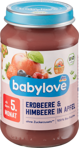 Früchte Erdbeere & Himbeere in Apfel ab dem 5. Monat, 190 g | Babygläschen & Co.