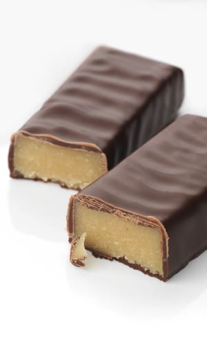 Zartbitter-Schokolade, 40 Marzipan Schokoriegel, in g