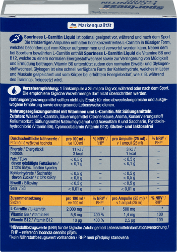 L-Carnitin Liquid, 7 à 175 Stück ml Orange-Geschmack, 25 ml