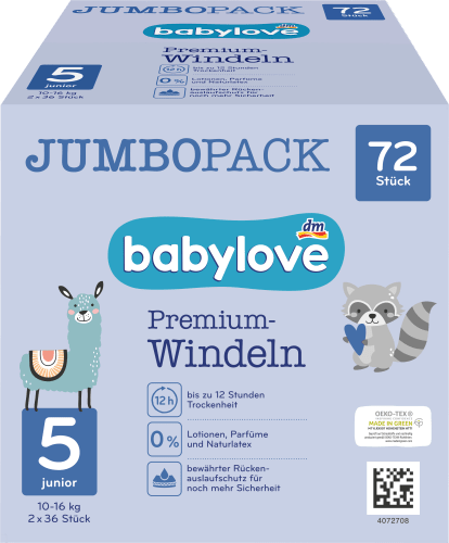Windeln Pack, Junior Gr. 72 (10-16 St kg), Premium 5 Jumbo