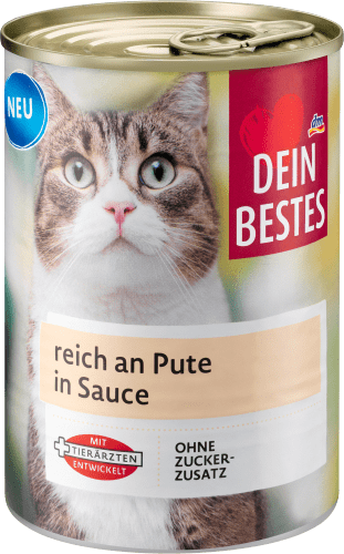 Nassfutter Katze, reich an Pute in Sauce, 415 g