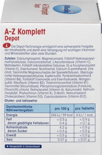 A-Z Komplett g Depot, 100 138 St., Tabletten,