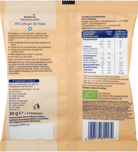 Babysnack Knusperherzen dem 8. ab Apfel-Mango, Monat, 30 g