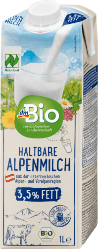 Milch, haltbare Alpenmilch 3,5 Naturland, Fett, % l 1