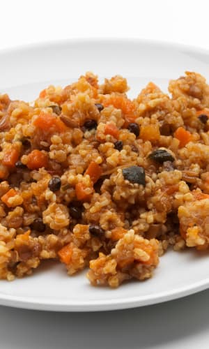 Fertiggericht, Gemüsepfanne mit Bulgur & g 250 Quinoa