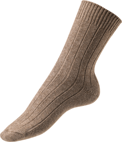 Socken mit Gr. 1 Ripp-Struktur, & Bio-Wolle braun, St 39-42