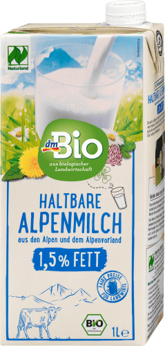 Milch, haltbare Alpenmilch 1,5% Fett, 1 Naturland, l