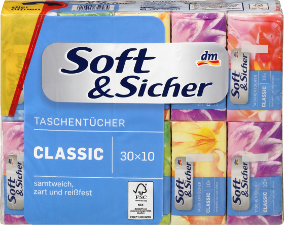 Taschentücher Classic 300 x St 10 (30 Design 4-lagig St)