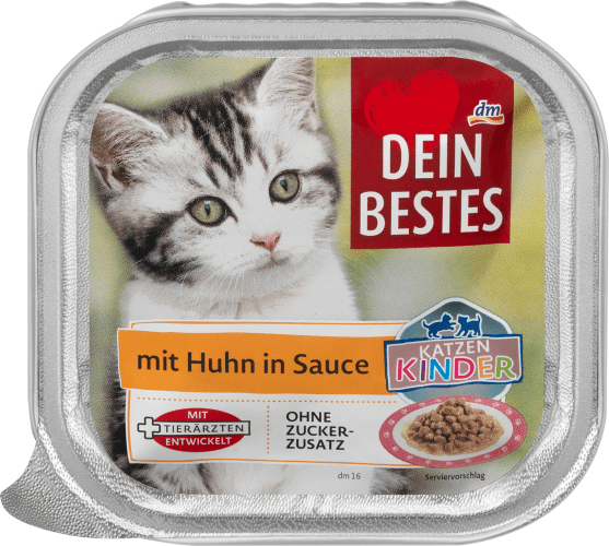 Nassfutter für Katzenkinder bis zum 12. Lebensmonat mit Huhn, in Sauce, 100 g