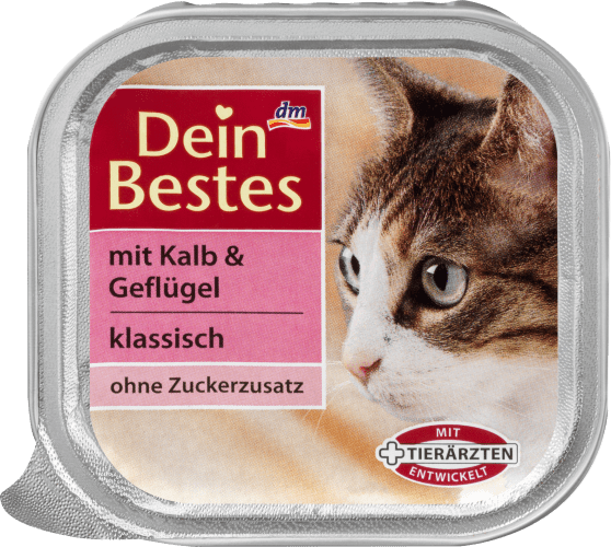 Nassfutter für Katzen mit Geflügel, & 100 Kalb klassisch, g