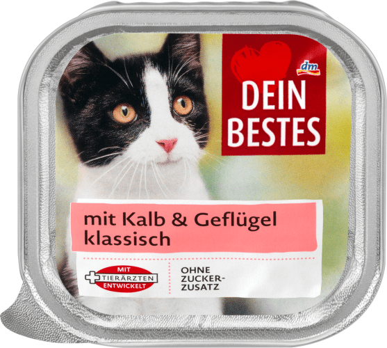 Nassfutter für Katzen mit Kalb & Geflügel, klassisch, 100 g