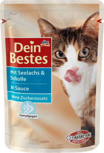 Nassfutter für Katzen mit Seelachs g Sauce, Scholle, in 100 