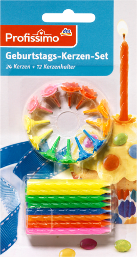 Geburtstags-Kerzen-Set (24 1 + St Kerzen Kerzenhalter), 12