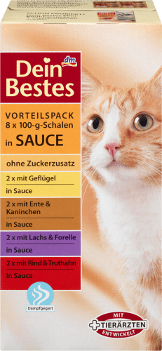 Nassfutter für Katzen, Vorteilspack Schalen Sauce, 800 g 8 100 in g, x