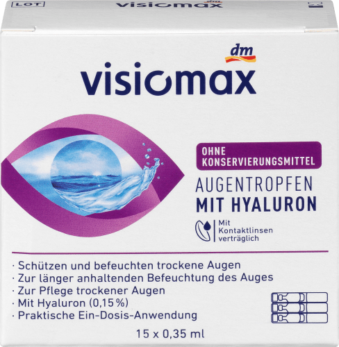 Augentropfen Hyaluron 15 Ampullen à 0,35 ml, ohne Konservierungsmittel, 5,25 ml