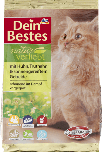 naturverliebt Trockenfutter für Katzen mit Huhn, Truthahn & sonnengereiftem Getreide, 500 g