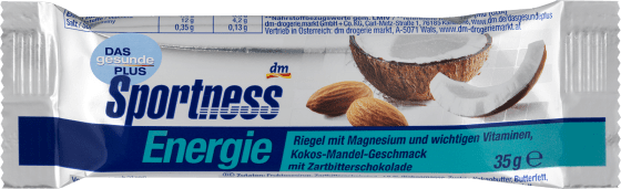 Energie-Riegel, Kokos-Mandel-Geschmack mit Magnesium, mit Zartbitterschokolade überzogen, 35 g