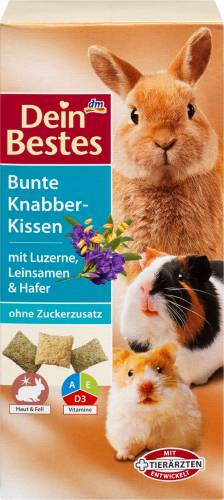 Snack Nager Zwergkaninchen, & Hafer, Luzerne, Bunte & 125 mit g für Leinsamen Knabber-Kissen
