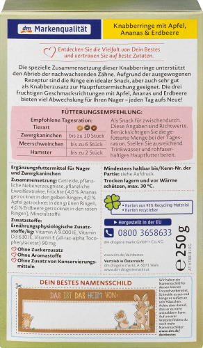 Zwergkaninchen, & Nager mit Apfel, & g Snack Erdbeere, Knabber-Ringe Ananas 250 für