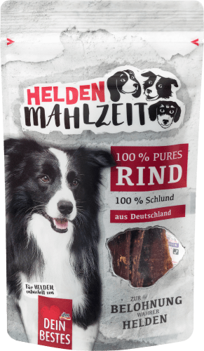 Heldenmahlzeit, Rinderschlund, % Snack für purer Hunde, g 100 50