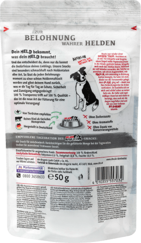 Heldenmahlzeit, Snack Rinderschlund, 100 g % 50 Hunde, purer für