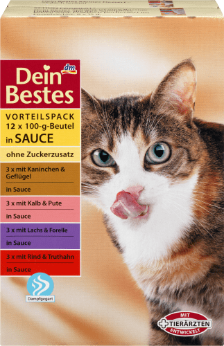 Katzen, Sauce, Nassfutter 12 Vorteilspack Beutel x für 1200 g 100g, in