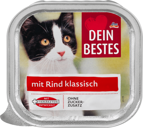 Nassfutter für Katzen mit Rind, klassisch, 100 g